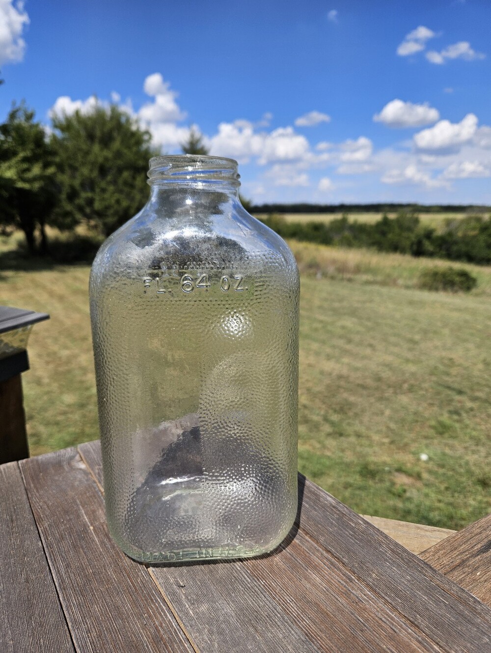 Vintage Clear Glass Milk Bottle Jug 64 Oz Half Gallon Textured Farmhouse Decor